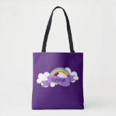 Niedlich Lila Regenbogen Personalisiert Tasche (Vorderseite)
