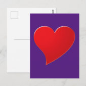 Niedlich lila rotes Großherz Minimalmodern Postkarte (Vorne/Hinten)