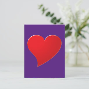 Niedlich lila rotes Großherz Minimalmodern Postkarte