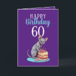 Niedlich Lila und Blue Sphynx Husband 60. Geburtst Karte<br><div class="desc">Niedlicher Lila und Blue Sphynx Husband 60. Geburtstag, ein lustiges und cooles Design für jeden, der eine einzigartige Geburtstagskarte für seinen Ehemann zum Geburtstag sucht. Das Design ist auffallend, es verfügt über eine niedliche Sphynxkatze mit Geburtstagstorte und bearbeitbaren Textinformationen. Wenn Sie Probleme mit der Anpassung der Vorlage haben, können Sie...</div>