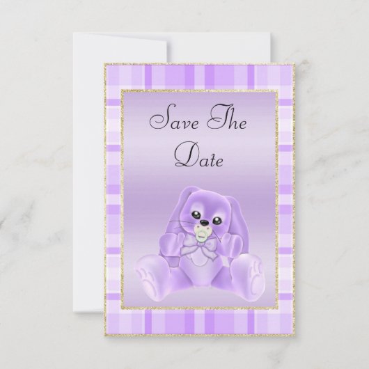 Niedlich Lilac Bunny Save the Date Babydusche (Vorderseite)