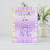 Niedlich Lilac Bunny Save the Date Babydusche (Stehend Vorderseite)