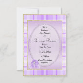Niedlich Lilac Bunny Save the Date Babydusche (Rückseite)