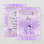 Niedlich Lilac Bunny Save the Date Babydusche (Vorne/Hinten)