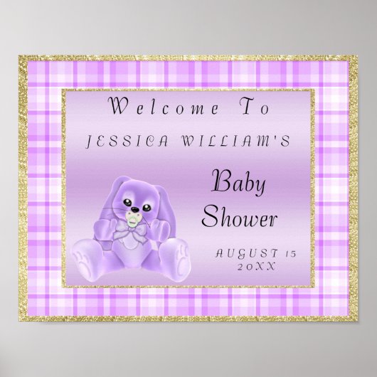 Niedlich Lilac Bunny "Welcome" Poster (Vorne)