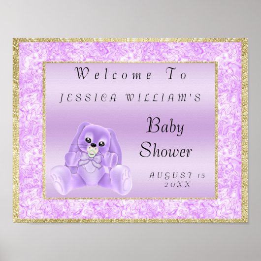 Niedlich Lilac Bunny "Welcome" Poster (Vorne)