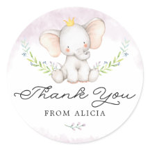 Niedlich Lilac Watercolor Baby Elephant Vielen Dan