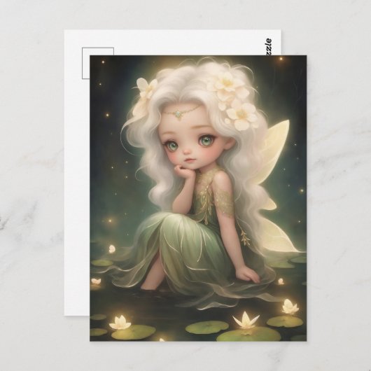 Niedlich Lilypad Fairy - Whimsical Art Postkarte (Vorne/Hinten)