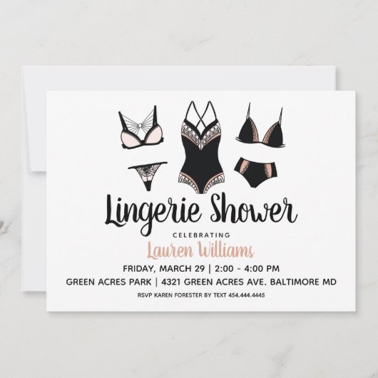Niedlich Lingerie Bridal Bachelorette Einladung (Vorderseite)