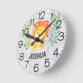Niedlich Lion Baby Boy Kinderzimmer Jungle Safari Runde Wanduhr (Winkel)