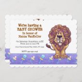Niedlich Lion Baby Dusche Einladung (Vorne/Hinten)