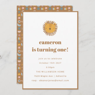 Niedlich Lion Baby Kids Animal 1. Geburtstag Party Einladung