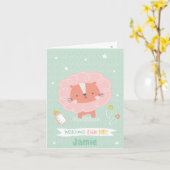 Niedlich Lion Begrüßungsbaby auf Minze Karte (Gelbe Blume)