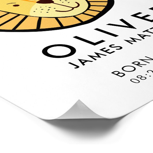 Niedlich Lion Birth Stats Poster (Ecke)