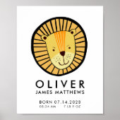 Niedlich Lion Birth Stats Poster (Vorne)