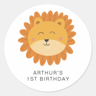 Niedlich Lion Birthday Runder Aufkleber