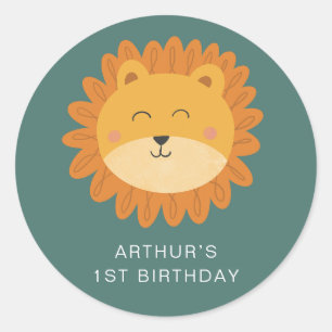 Niedlich Lion Birthday Runder Aufkleber