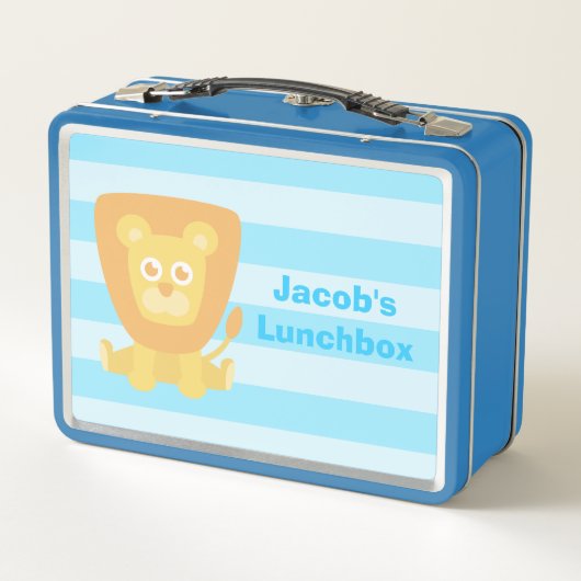 Niedlich Lion Boy Personalisiert Lunch Box (Rückseite)