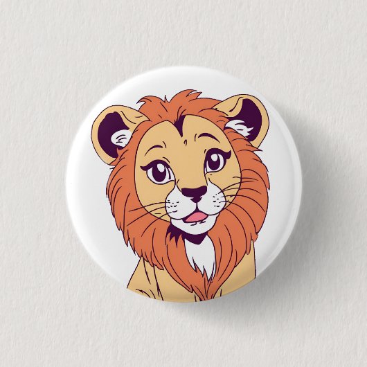 Niedlich Lion Cub Button (Vorderseite)