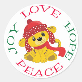 Niedlich Lion Cub Weihnachts-Hoffnung Runder Aufkleber