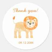Niedlich Lion Dankeschön Datum Runder Aufkleber (Vorderseite)