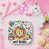 Niedlich Lion Happy Birthday Party Hat Pappteller (Party)