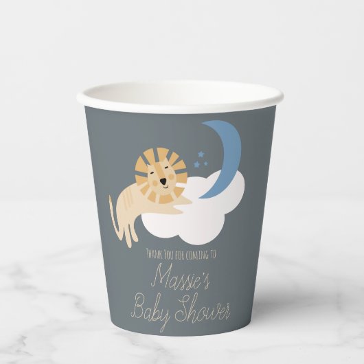 Niedlich Lion Moon Cloud Baby Dusche Danke Pappbecher (Vorderseite)