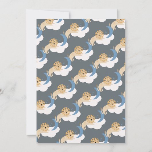 Niedlich Lion Moon Cloud Baby Dusche Einladung (Rückseite)