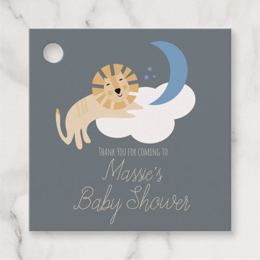 Niedlich Lion Moon Cloud Baby Dusche Geschenkanhänger (Vorderseite)
