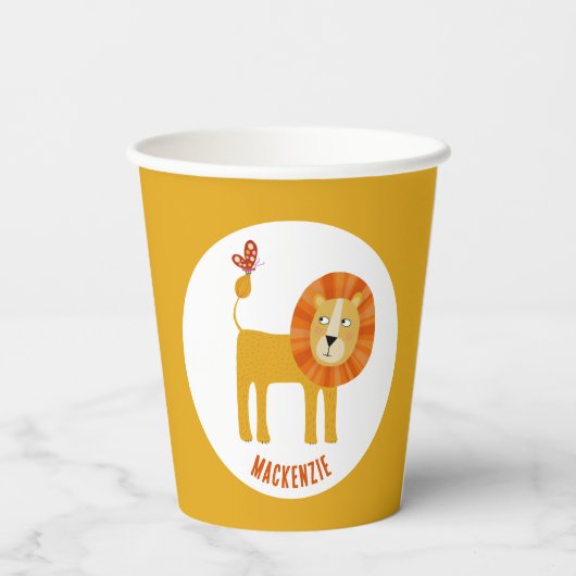 Niedlich Lion Personalisiert Pappbecher (Rückseite)