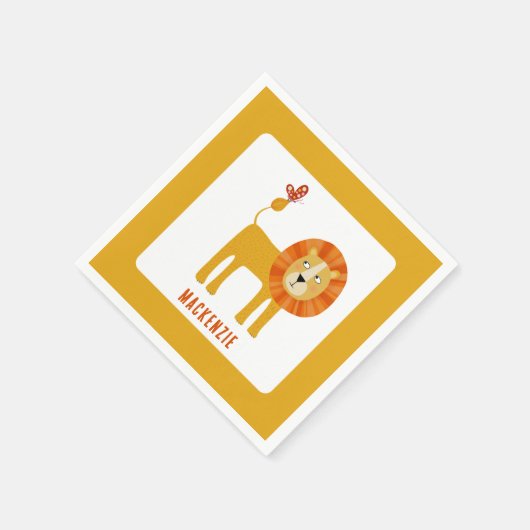 Niedlich Lion Personalisiert Serviette (Ecke)