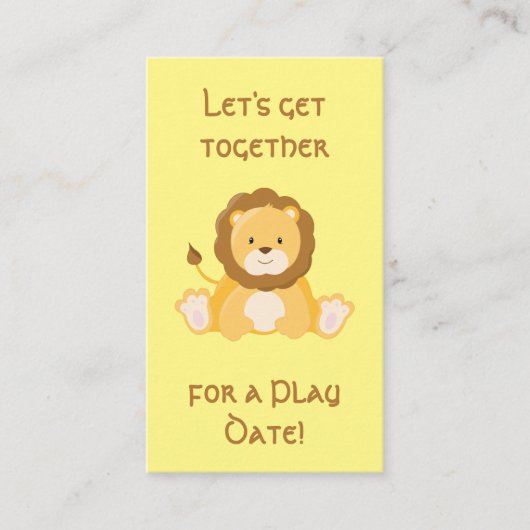 Niedlich Lion Playdate Telefonnummerkarte (Vorderseite)
