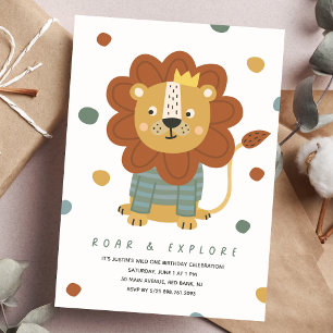 Niedlich Lion Wild One Animals Party 1. Geburtstag Einladung