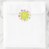 Niedlich Litte Owls Mit Monogramm Runder Aufkleber (Tasche)