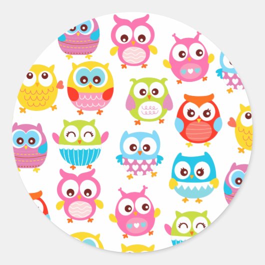 Niedlich Litte Owls Runder Aufkleber (Vorderseite)