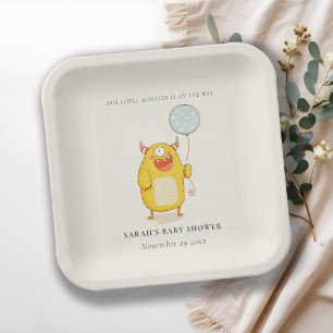 Niedlich Little Aqua Yellow Monster Kinderdusche l Pappteller