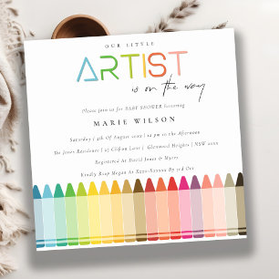 Niedlich Little Artist Crayon Fun Rainbow Baby Dus Einladung