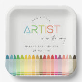 Niedlich Little Artist Crayon Fun Rainbow Baby Dus Pappteller (Vorderseite)
