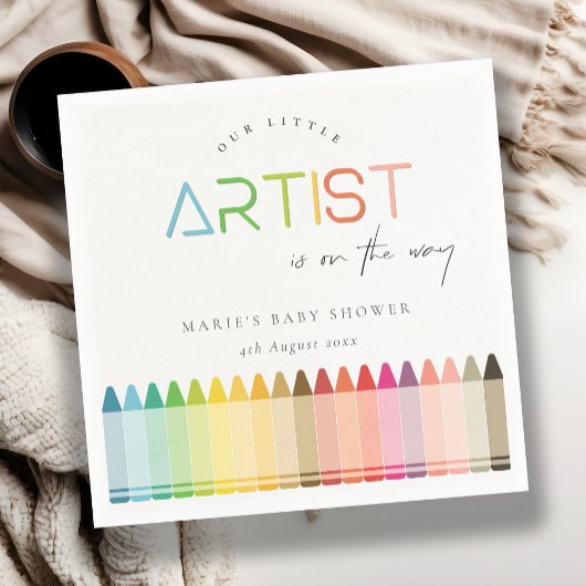 Niedlich Little Artist Crayon Fun Rainbow Baby Dus Serviette