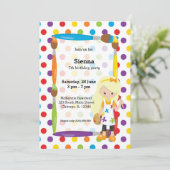 Niedlich Little Artist Einladung (Stehend Vorderseite)