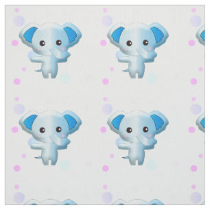 Niedlich Little Baby Blue Elephant Fabric Stoff