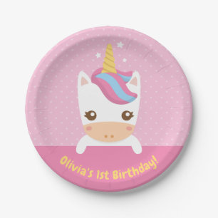 Niedlich Little Baby Unicorn 1. Geburtstag Party T Pappteller