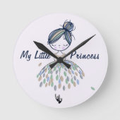Niedlich Little Ballerina Princess Kinderzimmer Gi Runde Wanduhr (Vorderseite)