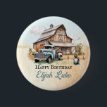 Niedlich Little Bauer Geburtstagsparty Button<br><div class="desc">Rustikale Stallhalle und Lieferwagen LKW Junge Birthday Party Accessoires zu verbinden mit unserem "Unser Niedlicher Kleiner Bauer" Geburtstag Einladung Design.</div>