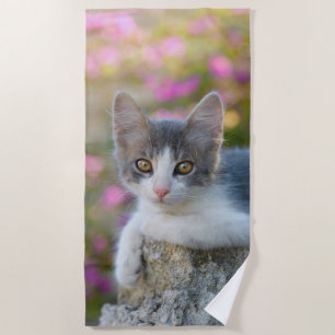 Niedlich Little Bicolor Kitten Fluffy Foto Cat Lov Strandtuch