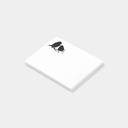 Niedlich Little Bird Silhouette Schwarz-weiß Post-it Klebezettel (angewinkelt)