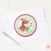 Niedlich Little Birdie Tragen von Weihnachtskappel Runder Aufkleber (Umschlag)