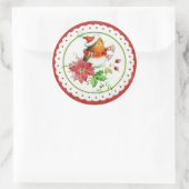 Niedlich Little Birdie Tragen von Weihnachtskappel Runder Aufkleber (Tasche)