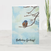 Niedlich Little Blue Bird Geburtstagkarte Karte (Vorderseite)