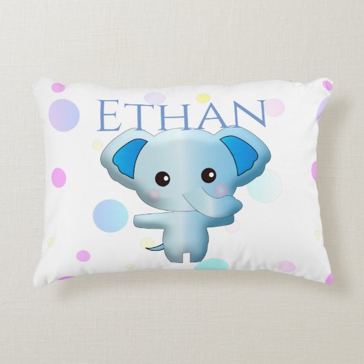 Niedlich Little Blue Boy Elephant Dekokissen (Vorderseite)